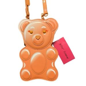 Betsey Johnson orange teddy gummy bear crossbody bag purse
